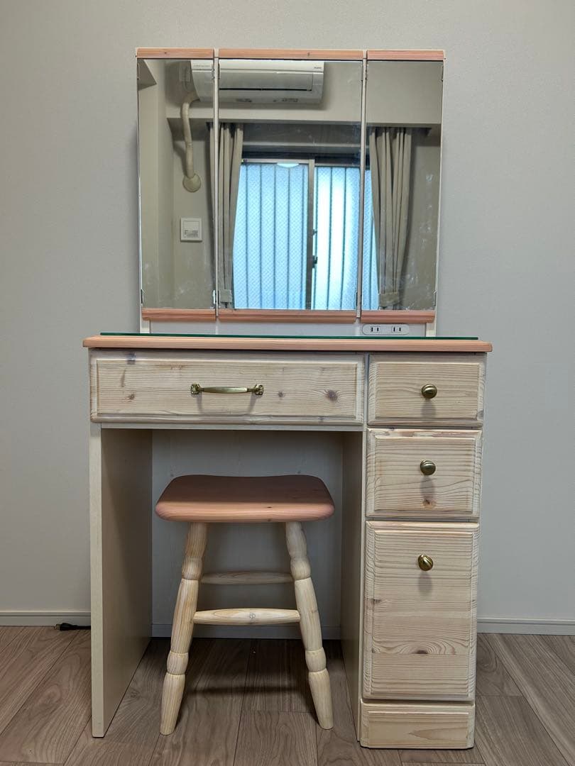 ‼️半額以下‼️ドレッサー 三面鏡 北欧 ピンク ナチュラル テーブル デスク 鏡台