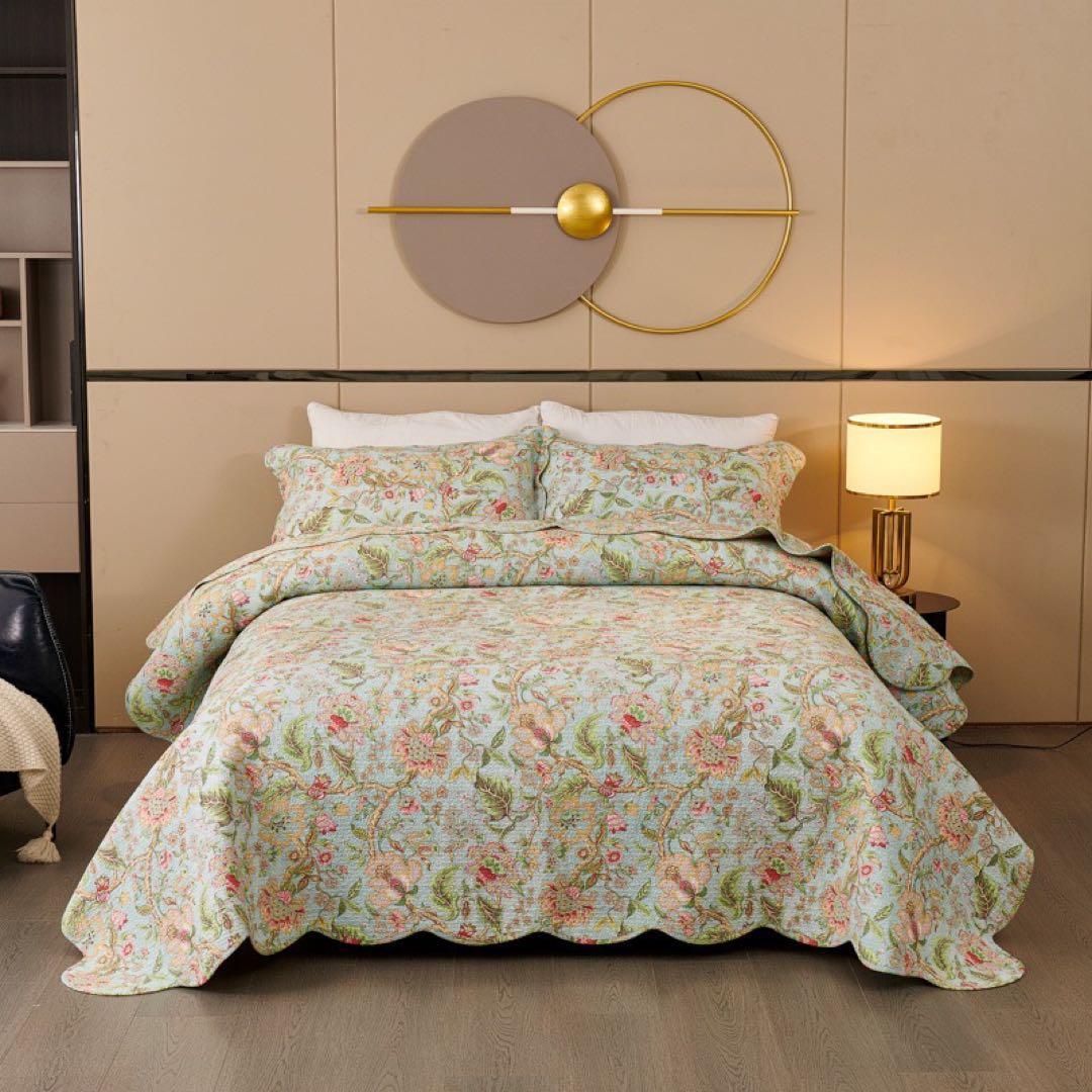 キルトベッドカバー3点セット綿マルチカバー キルティング MBHL02