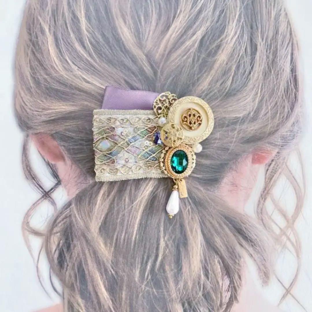 no.47 ハンドメイド きれい色♡キラキラ上品ヘアアクセサリー✩.*˚