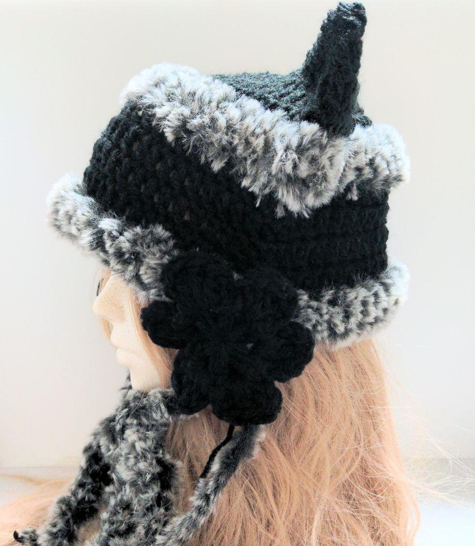 猫耳ニット帽 ハンドメイド ふわふわ グランジ y2k 猫耳 フェアリー
