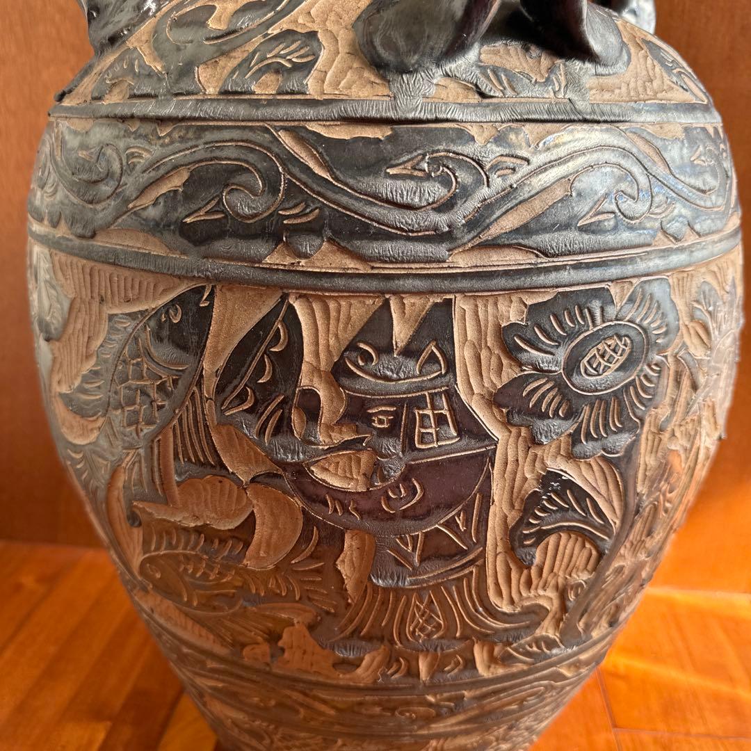 壺屋焼 故【島袋常明】エジプト紋大壺 やちむん - メルカリ