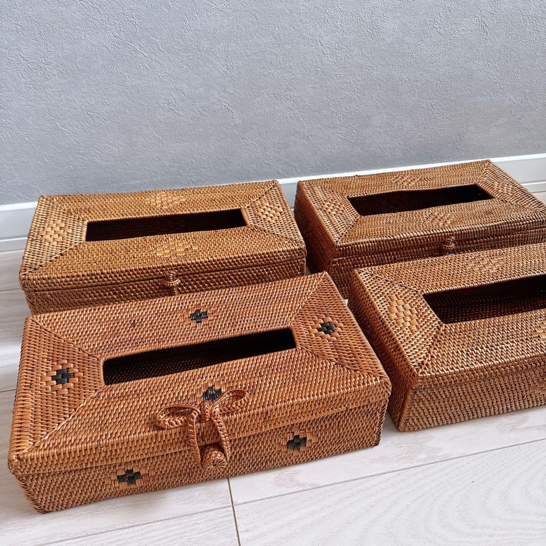 新品未使用 アタのティッシュケース 花柄 バリ島雑貨 アジアン雑貨