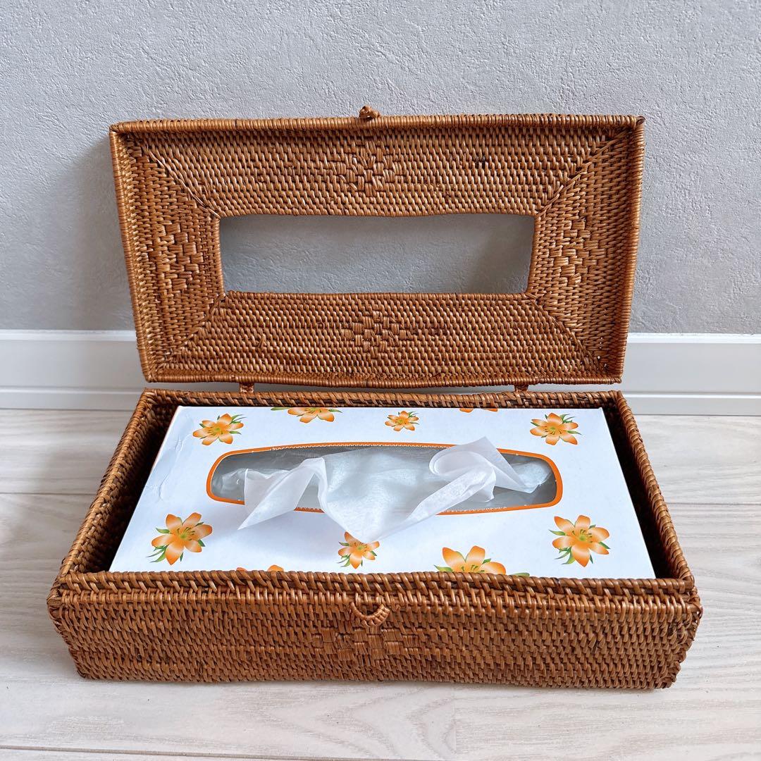 新品未使用 アタのティッシュケース 花柄 バリ島雑貨 アジアン雑貨