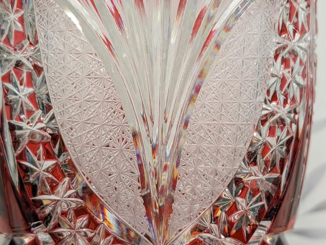 KONIG ケニッヒ クリスタル 切子 ガラス 花瓶 レッド ドイツ - メルカリ