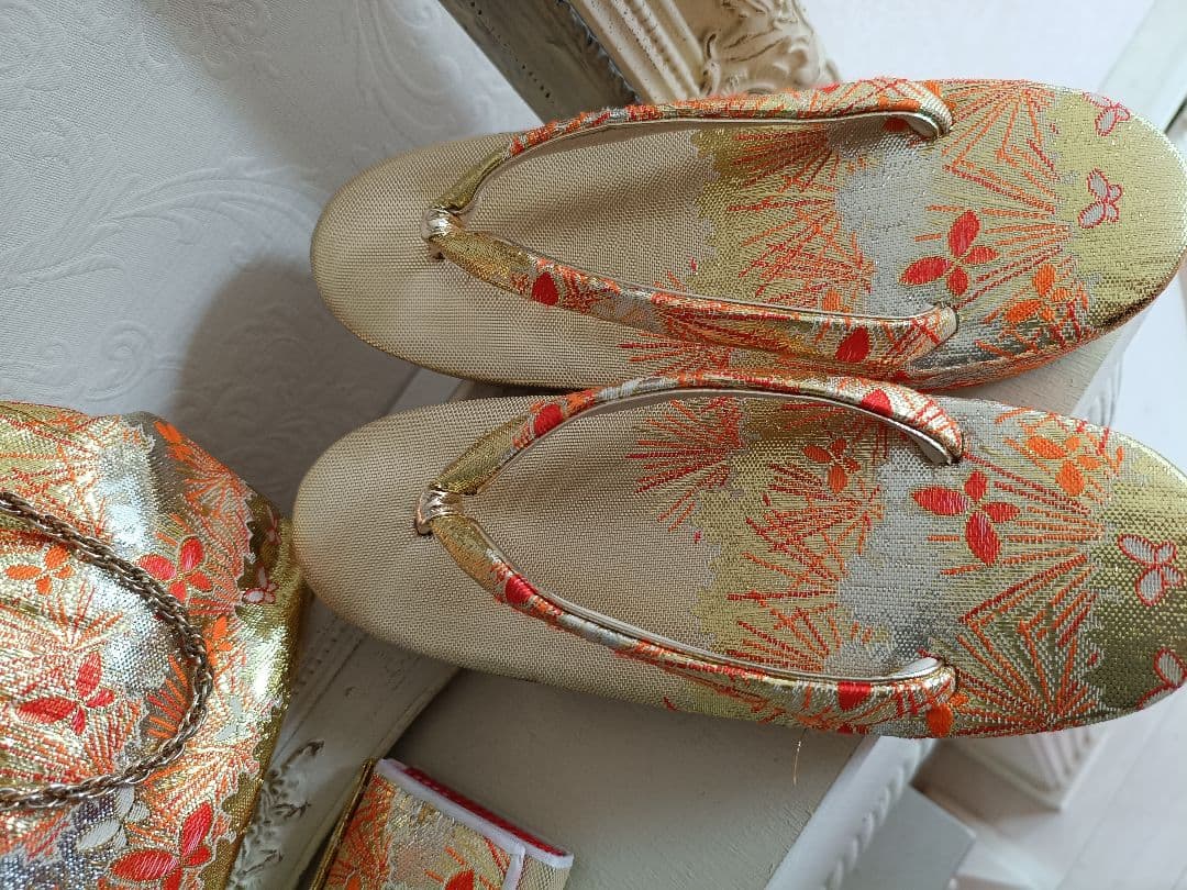 正絹★赤系部分絞り着物と作り帯フルセット