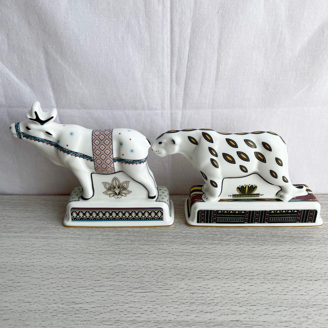 【極美品】 トナカイ&ヒョウ インテリア雑貨 2個セット