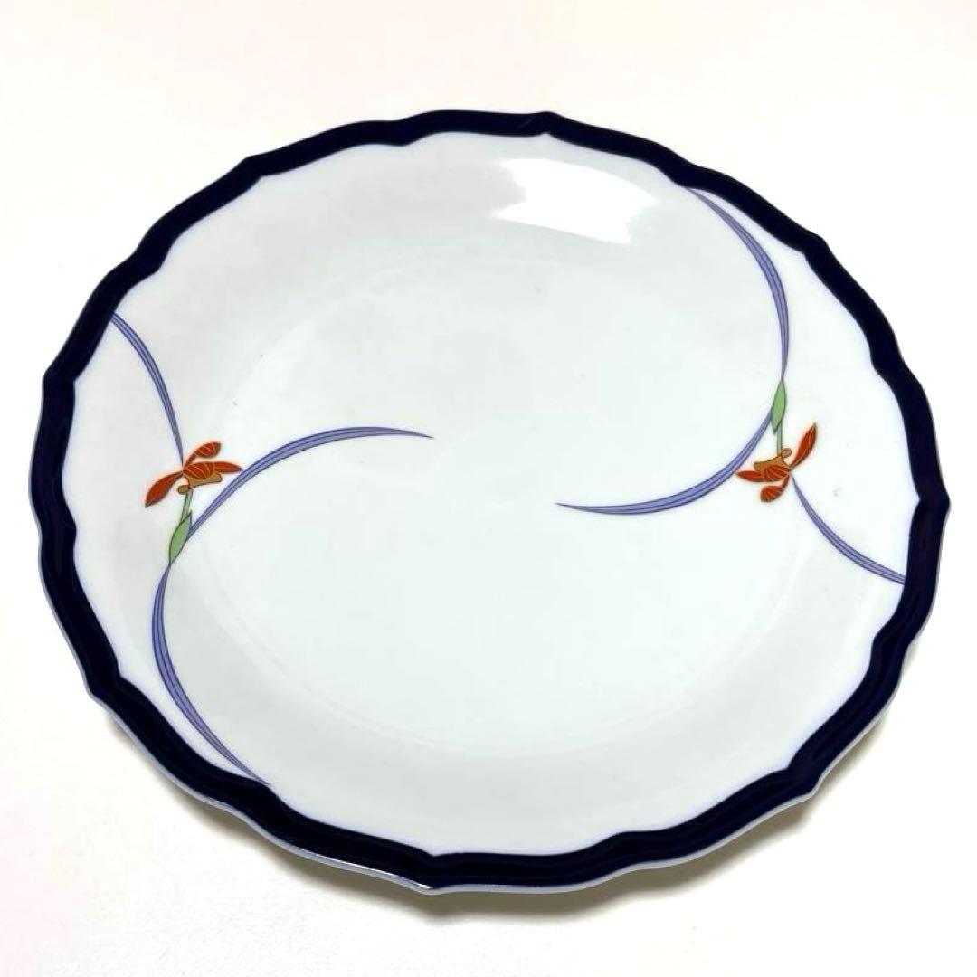 美品】香蘭社 瑠璃 蘭 25.5cm 大皿 輪花皿 金彩 有田焼 未使用品