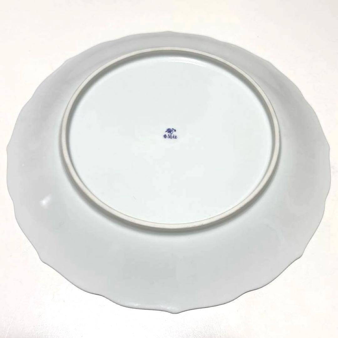美品】香蘭社 瑠璃 蘭 25.5cm 大皿 輪花皿 金彩 有田焼 未使用品