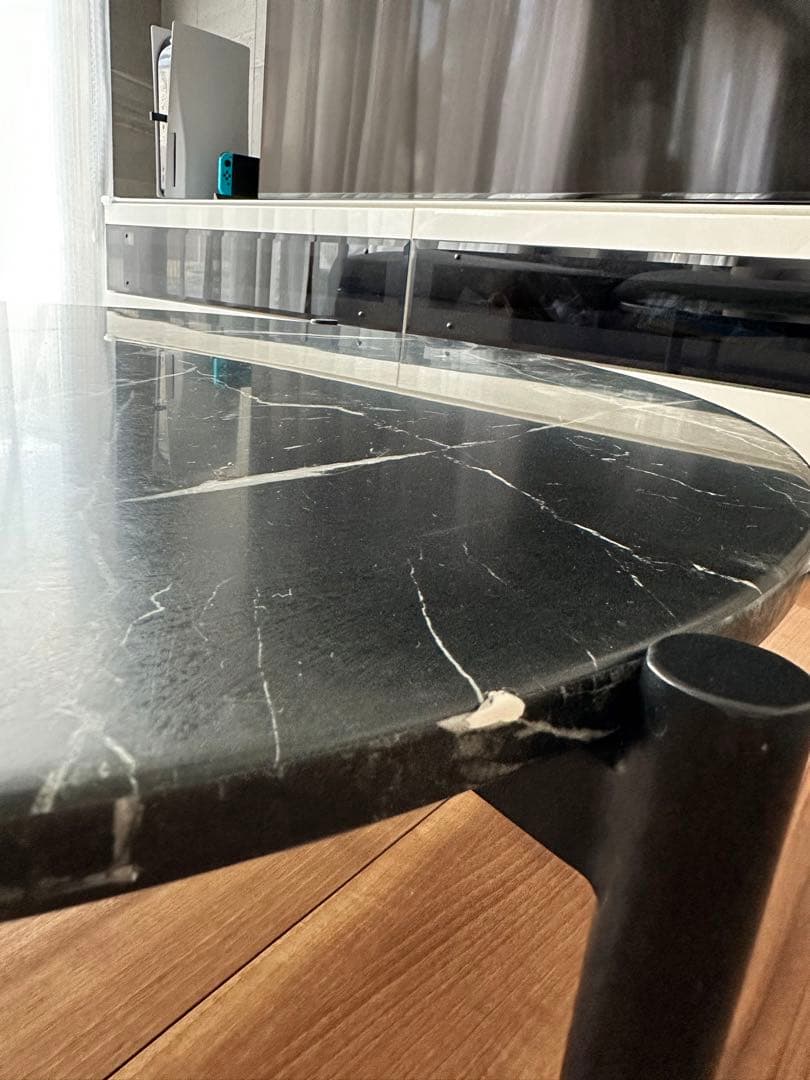 【セール】大理石柄デザインの丸型センターテーブル