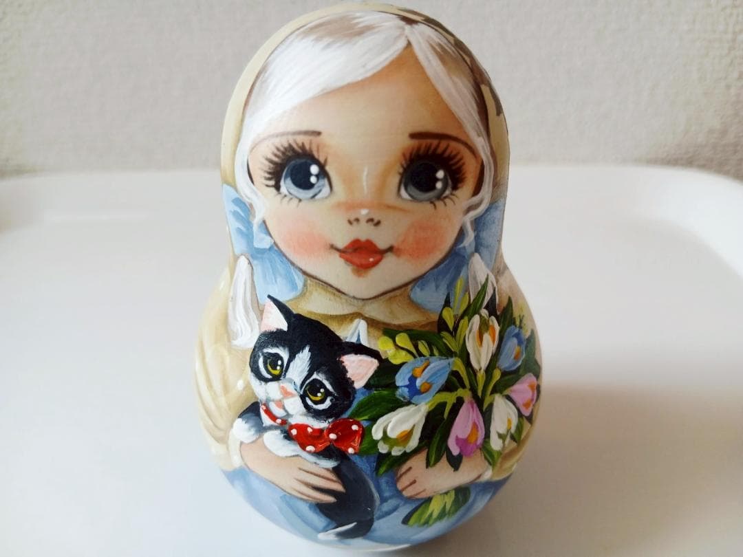 【CBT122】9cm級 おきあがりこぼし(大) スベトラーナ　黒猫ちゃん