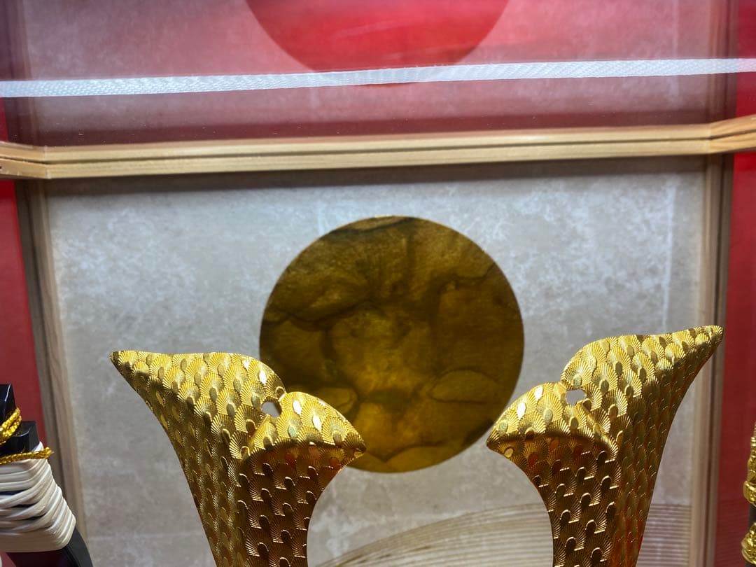 東京久月　五月人形　兜飾り　白木ガラスケース入