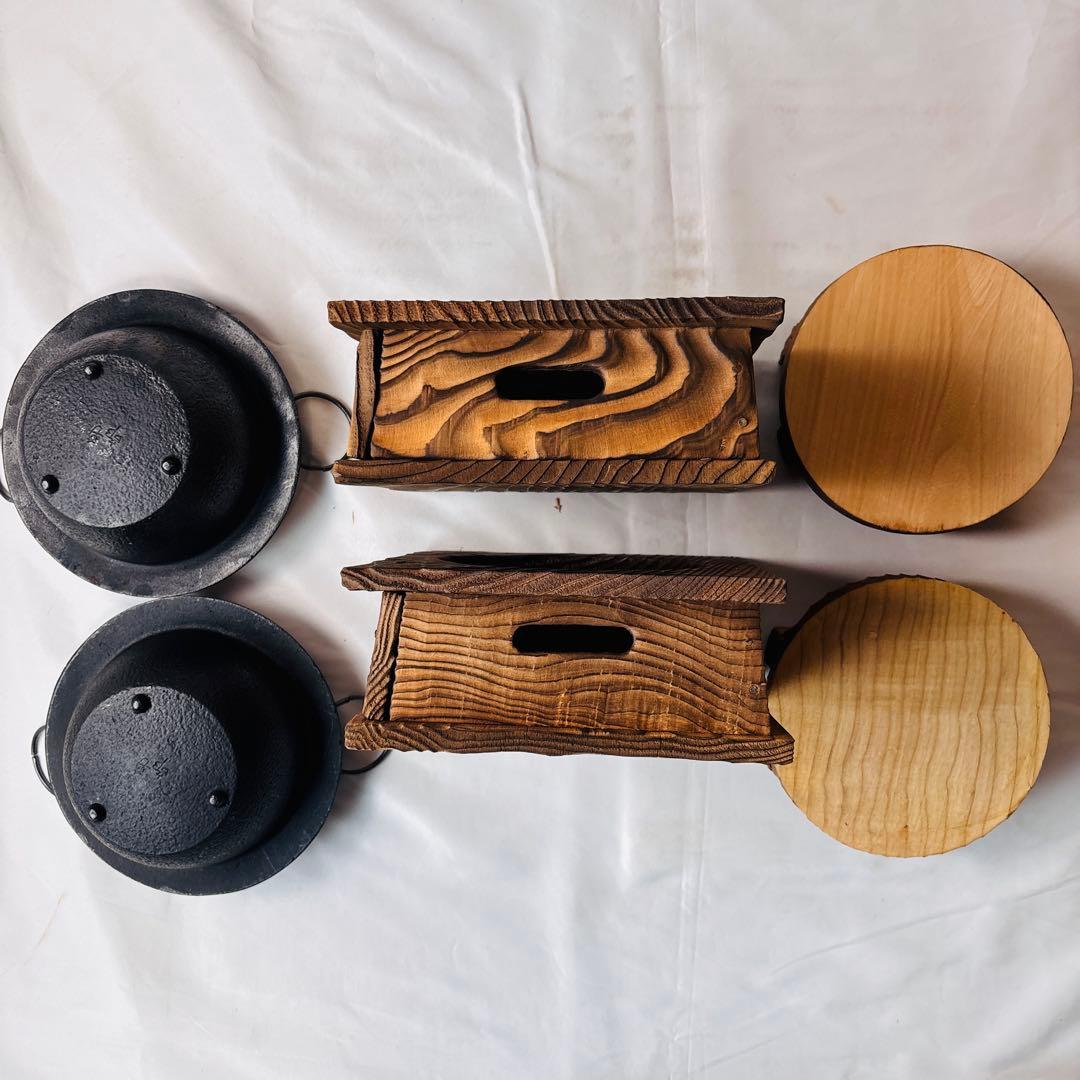 美品 南部鉄器 鉄鍋 2点セット 木蓋・しゃもじ付 及源 盛栄堂 OIGEN 春