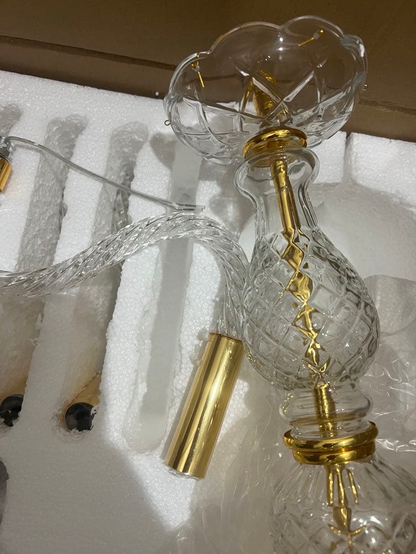 3色LED電球付き クラシックシャンデリア 6灯 ゴールド