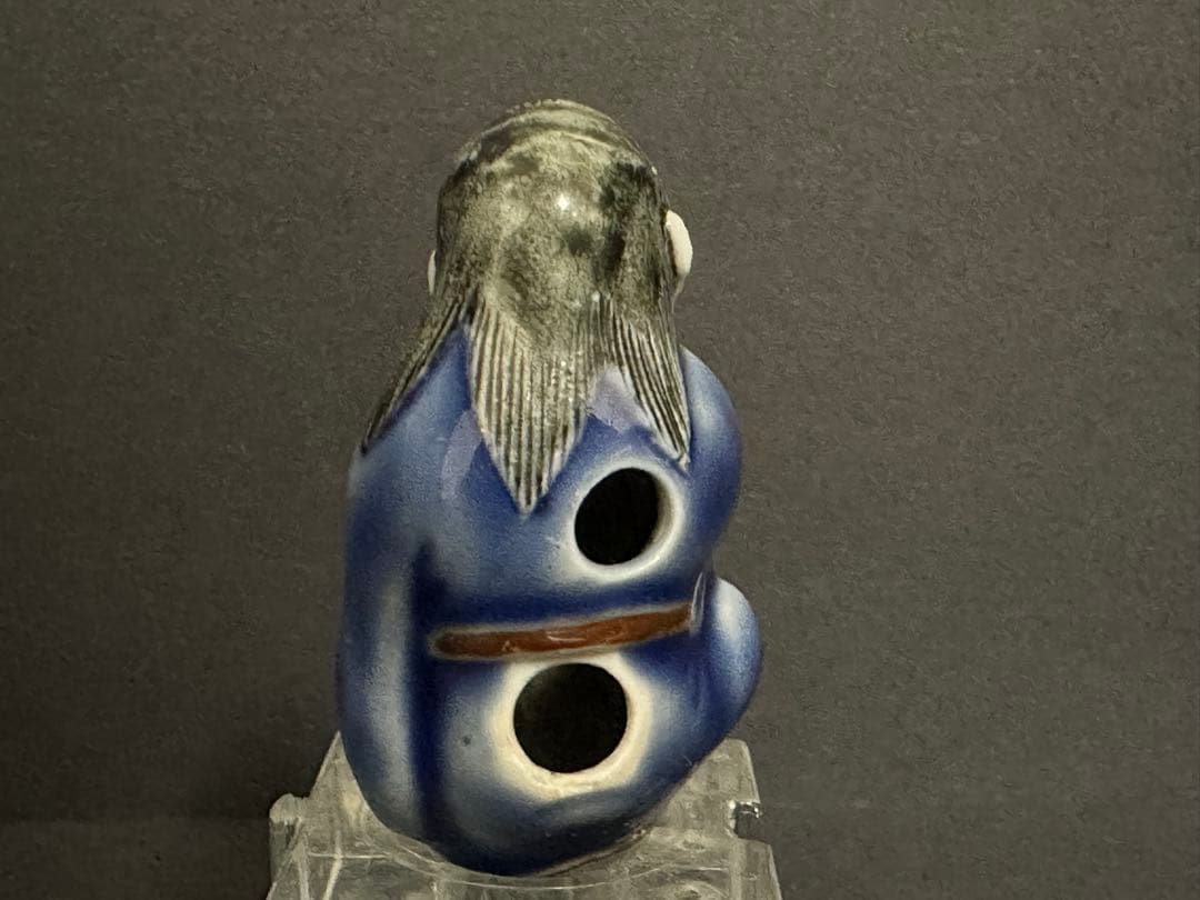 【根付(netsuke)】陶器　瑠璃鉄釉蝦蟇仙人根付　江戸時代