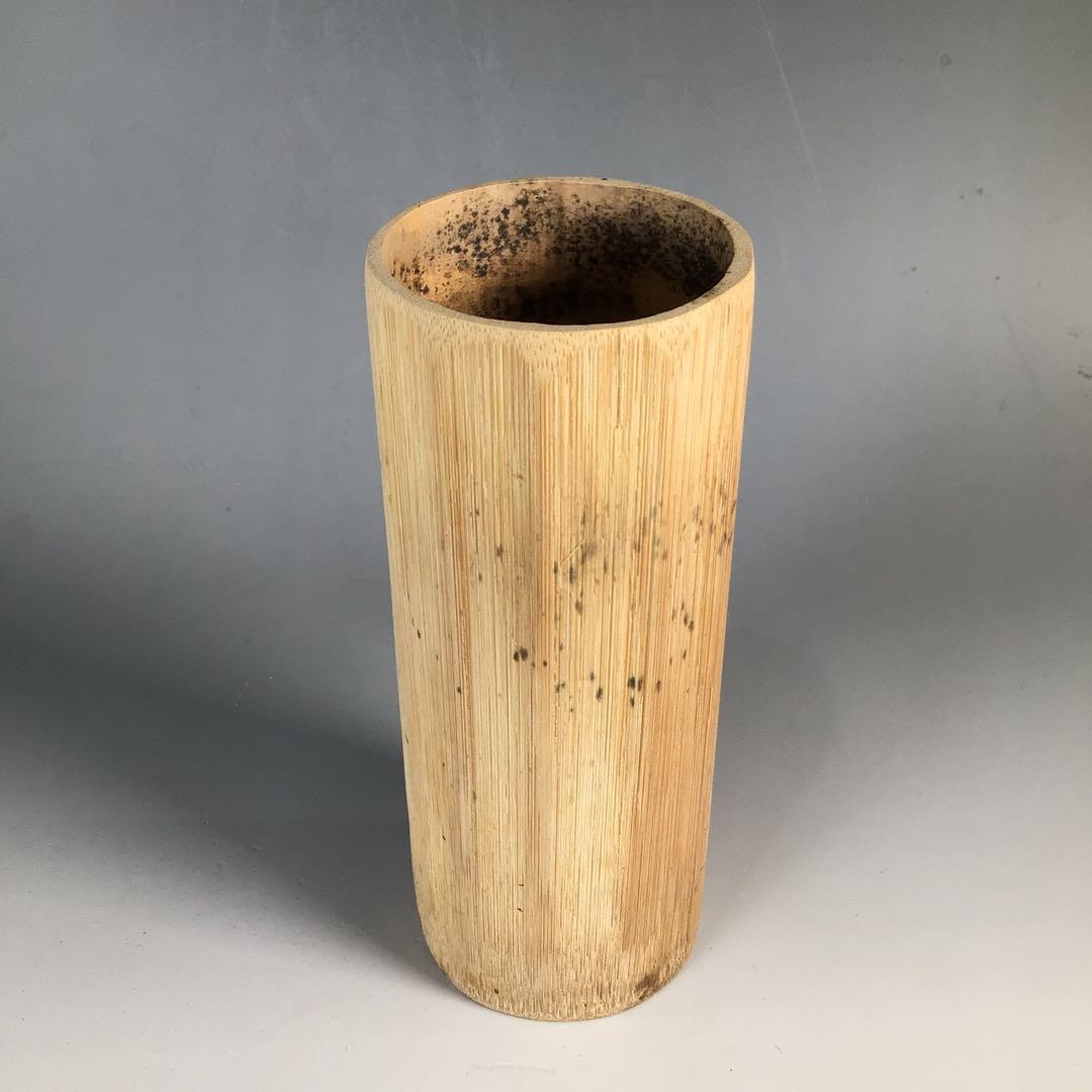 N994 竹花入 『淡完作』『大徳寺 長谷川寛州 箱書』『一重切』 共