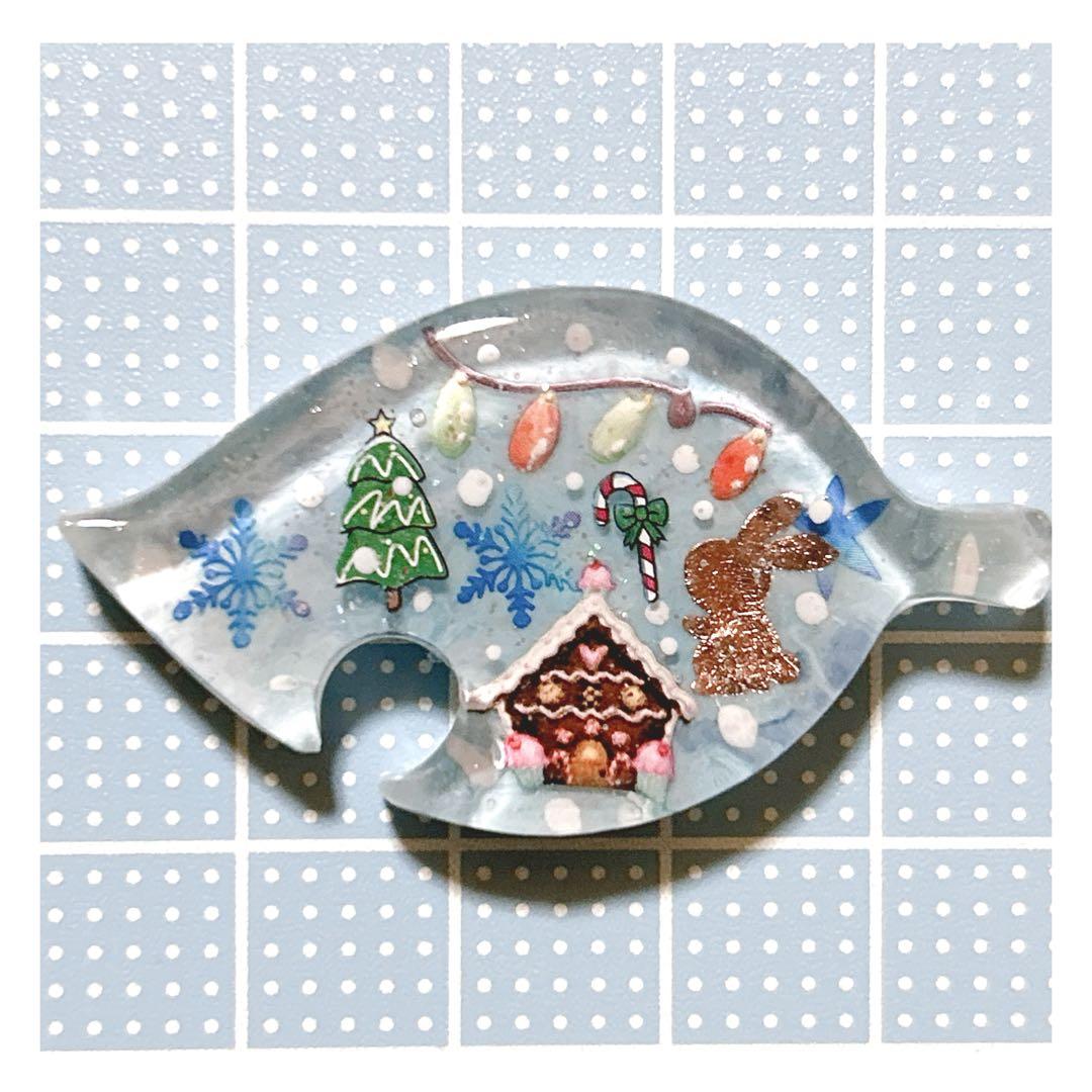 No 956❣️可愛いリーフ型クリスマスレジンヘアゴム❣️٩(๑❛ᴗ❛๑)۶❣️