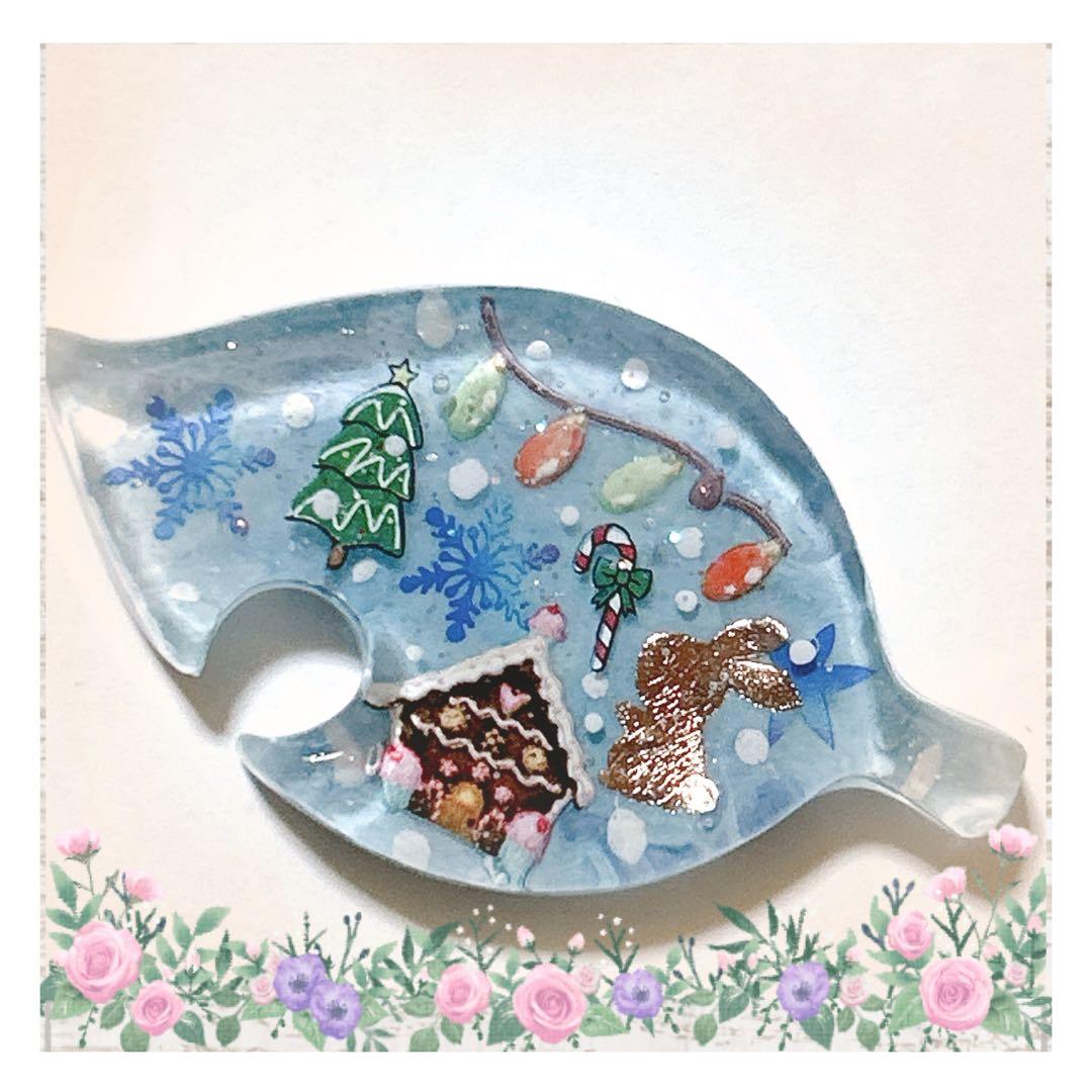 No 956❣️可愛いリーフ型クリスマスレジンヘアゴム❣️٩(๑❛ᴗ❛๑)۶❣️