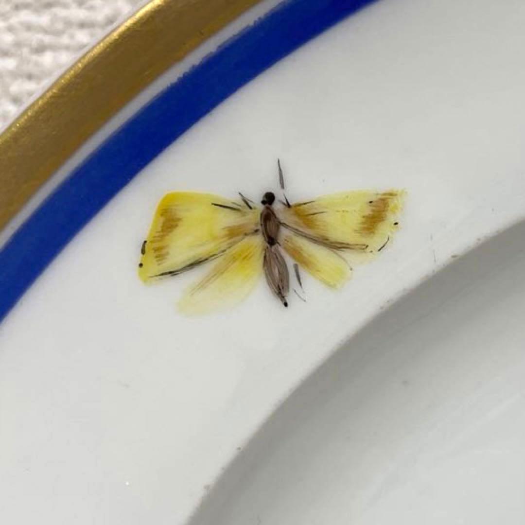 ＊写実画・松に止まる雀＊２５cm・金縁・Meissen・