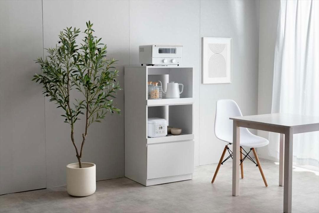 【送料無料】レンジ台 キッチン収納 ラック コンセント付き ストーン調