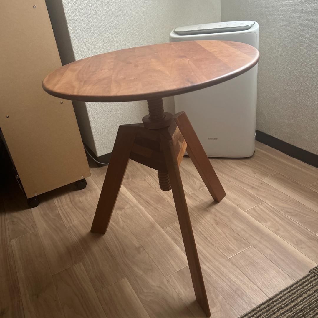 広松木工 木製円形テーブル 高さ調整可能