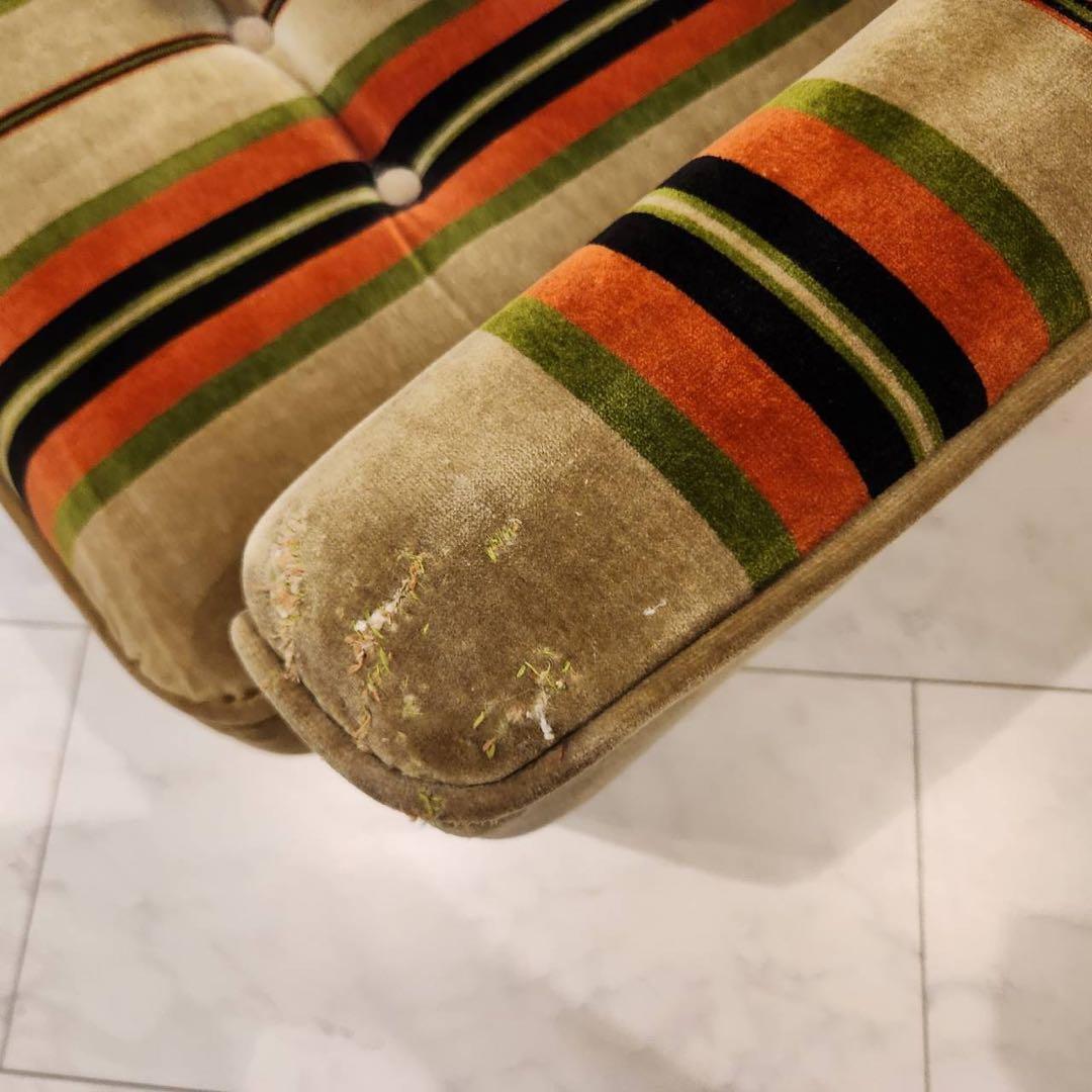 オールドカリモクkarimoku 1人掛けアームソファ1脚 ストライプ