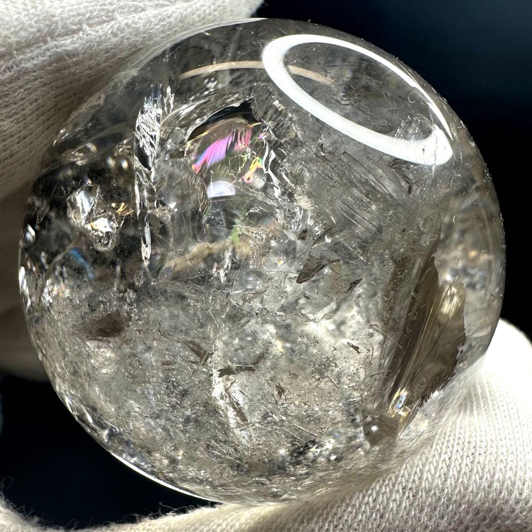 爆レア❗️ヒマラヤ水晶 丸玉 虹入り 天然石 パワーストーン☆パワー浄化A968