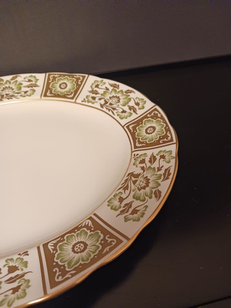 ロイヤルクラウンダービー グリーンダービーパネル 楕円大皿