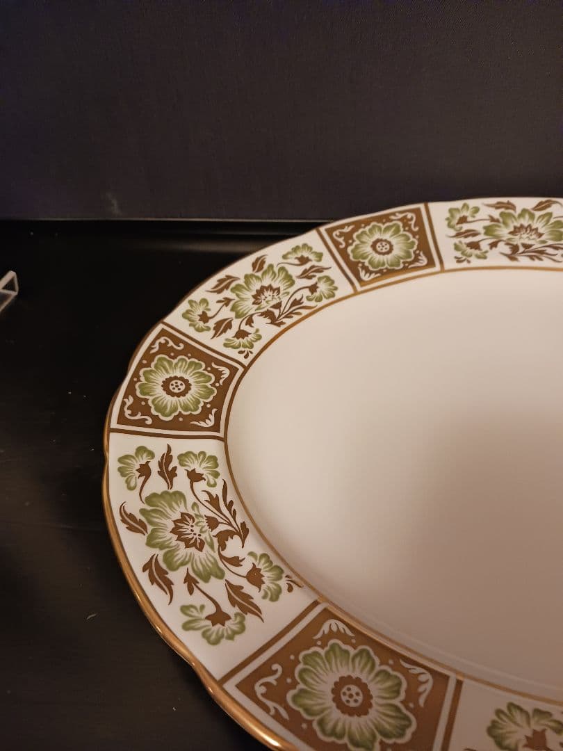 ロイヤルクラウンダービー グリーンダービーパネル 楕円大皿