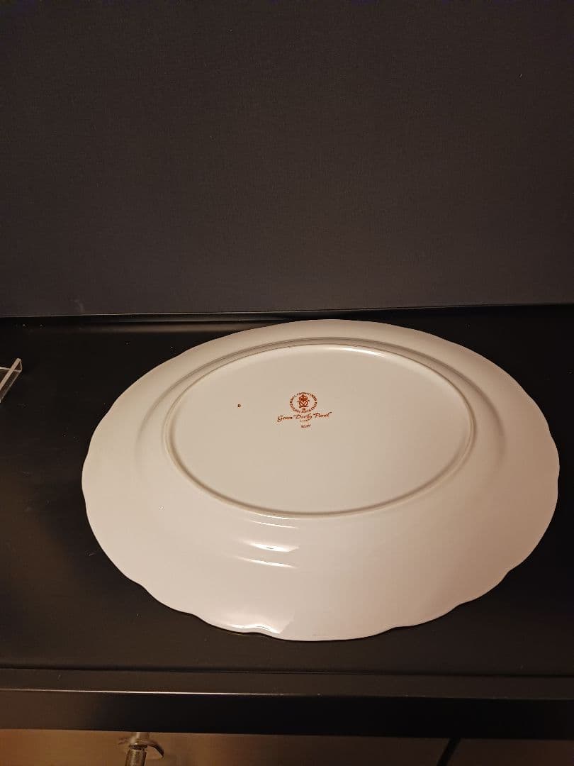 ロイヤルクラウンダービー グリーンダービーパネル 楕円大皿