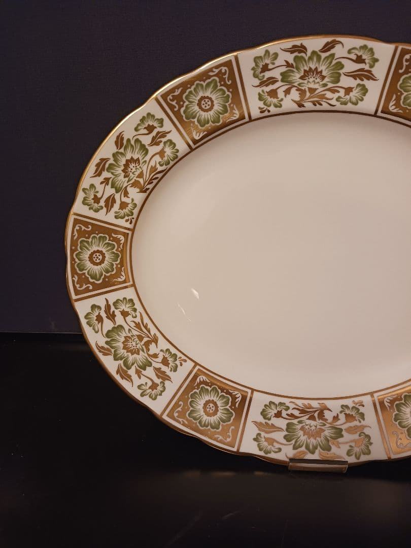 ロイヤルクラウンダービー グリーンダービーパネル 楕円大皿