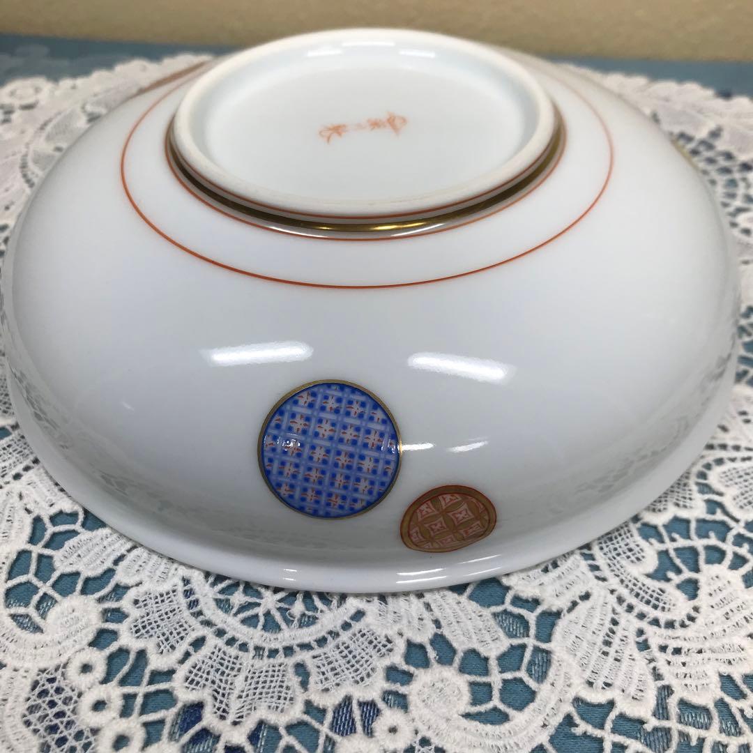 深川製磁 赤絵丸紋 銘々皿 5枚1セット(木箱入り) ＆ 丸鉢 1客