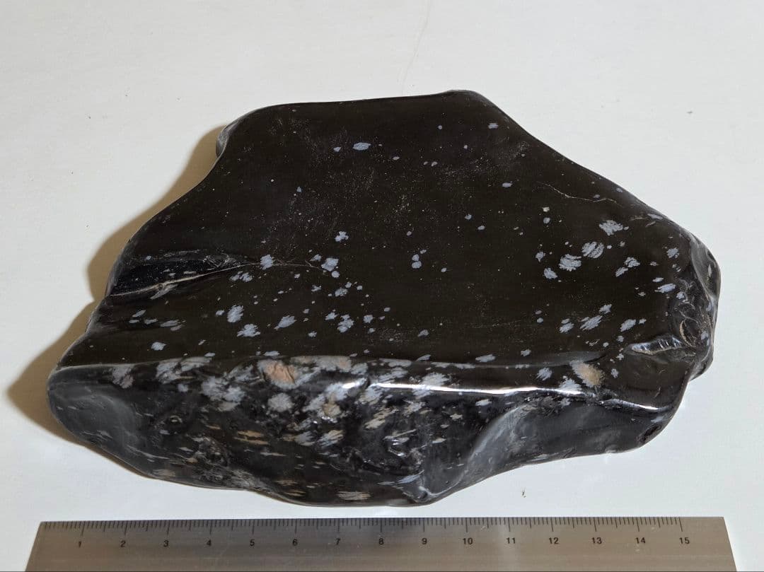 スノーフレークオブシディアン 雪花黒曜石 お皿 699g W180D150H40