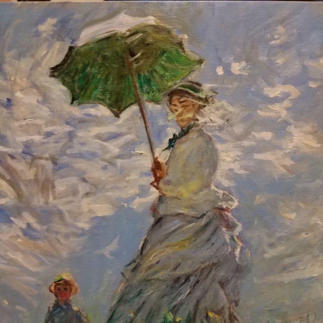 油絵 散歩、日傘をさす女 モネ 模写 6号 F6 - メルカリ