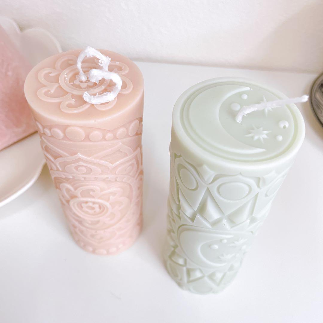 くすみカラー3本セット　ソイキャンドル　エスニック　アジアン　花　月