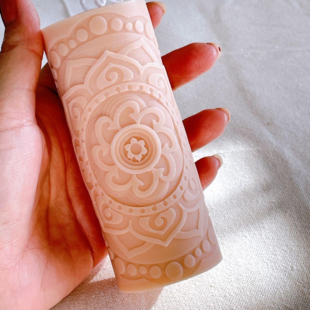 くすみカラー3本セット　ソイキャンドル　エスニック　アジアン　花　月