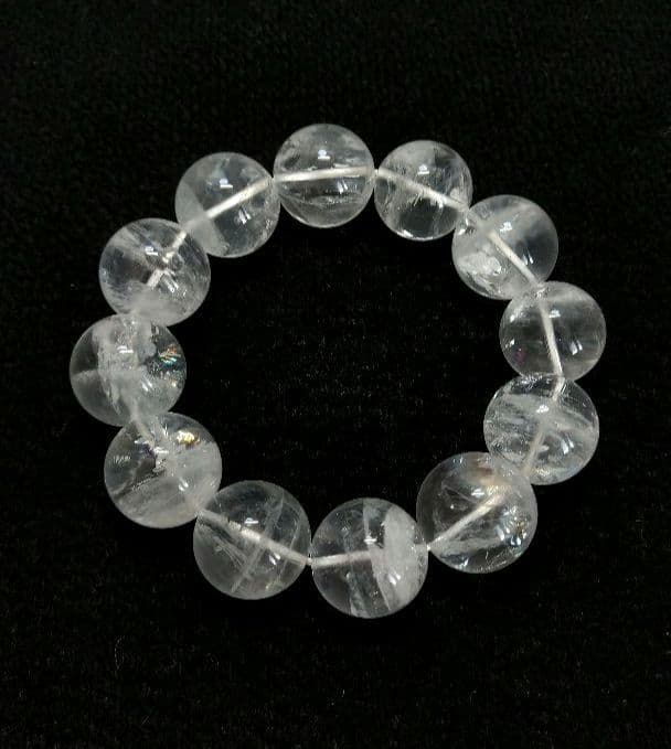 【美品,大玉,希少】天然アイリス入りホワイトファントムクォーツ　１９㎜　ブレス
