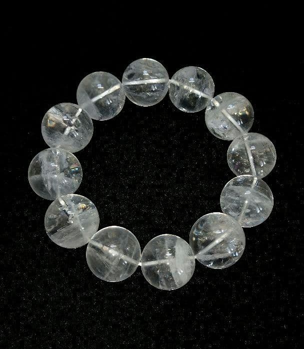 【美品,大玉,希少】天然アイリス入りホワイトファントムクォーツ　１９㎜　ブレス