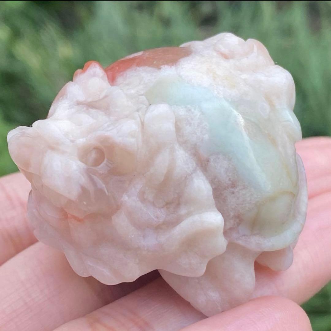 希少 グリーン桜瑪瑙 フラワーアゲート チェリーブロッサム 龍亀 天然石 置物