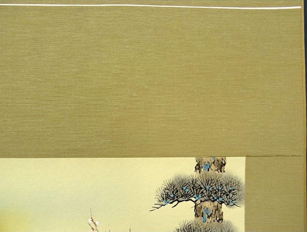 掛軸 喜多川東観『高砂図』絹本 肉筆 共箱付 良好品 掛け軸 a072013