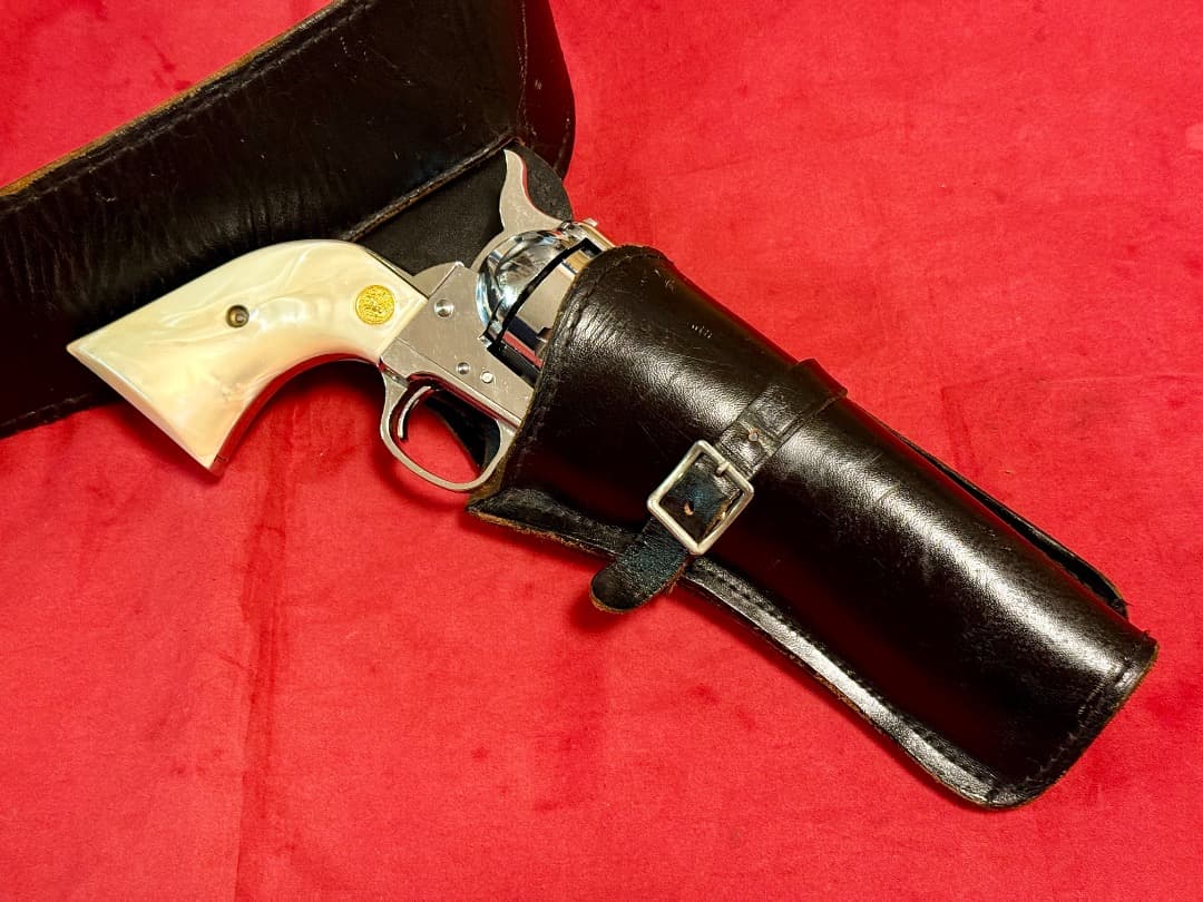 整備済 黒革製 ウェスタン ガンベルト ホルスター コルトSAA用 プレーン