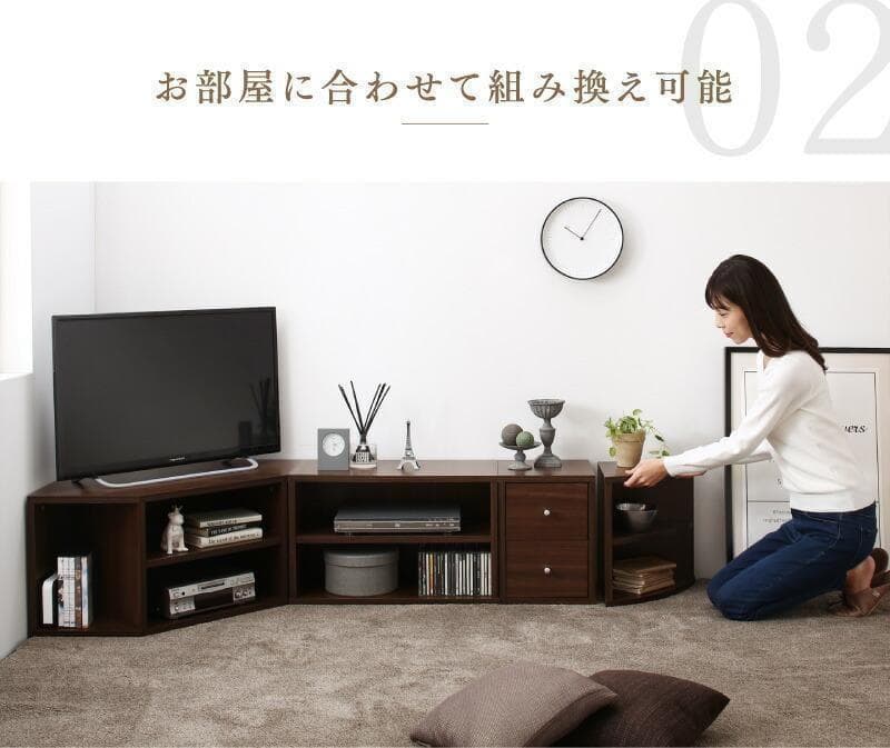 新品 送料込 コーナータイプ TV台4点セット レイアウト自由自在 OW