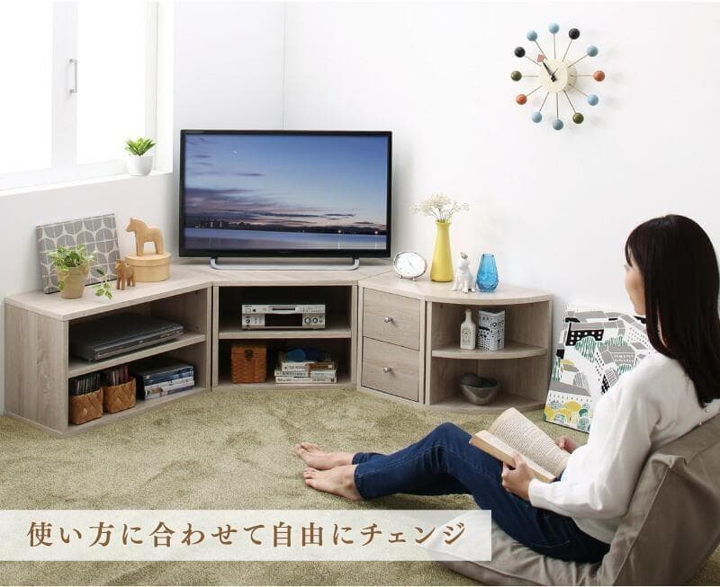 新品 送料込 コーナータイプ TV台4点セット レイアウト自由自在 OW
