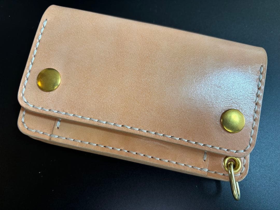 ナチュラル サドルレザー トラッカーウォレット 三層 真鍮 レザー