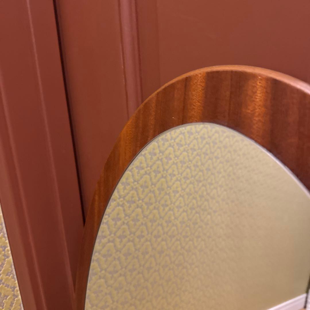 イギリスアンティーク チーク材 オーバル ウォールミラー　ミッドセンチュリー