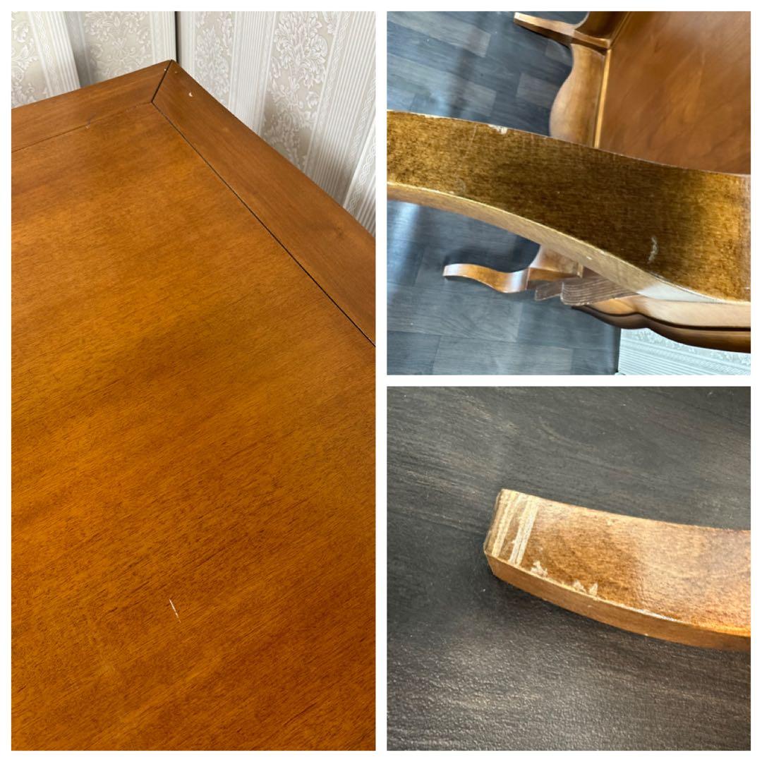 販売価格約¥250,000 イタリア直輸入無垢材 ネコ脚 ガラストップ