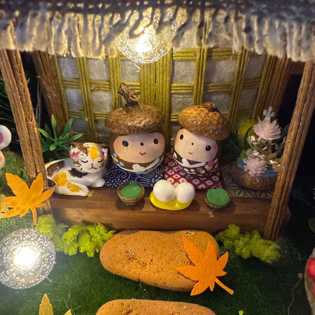 どんぐりアート♡夜桜　タペストリー♡