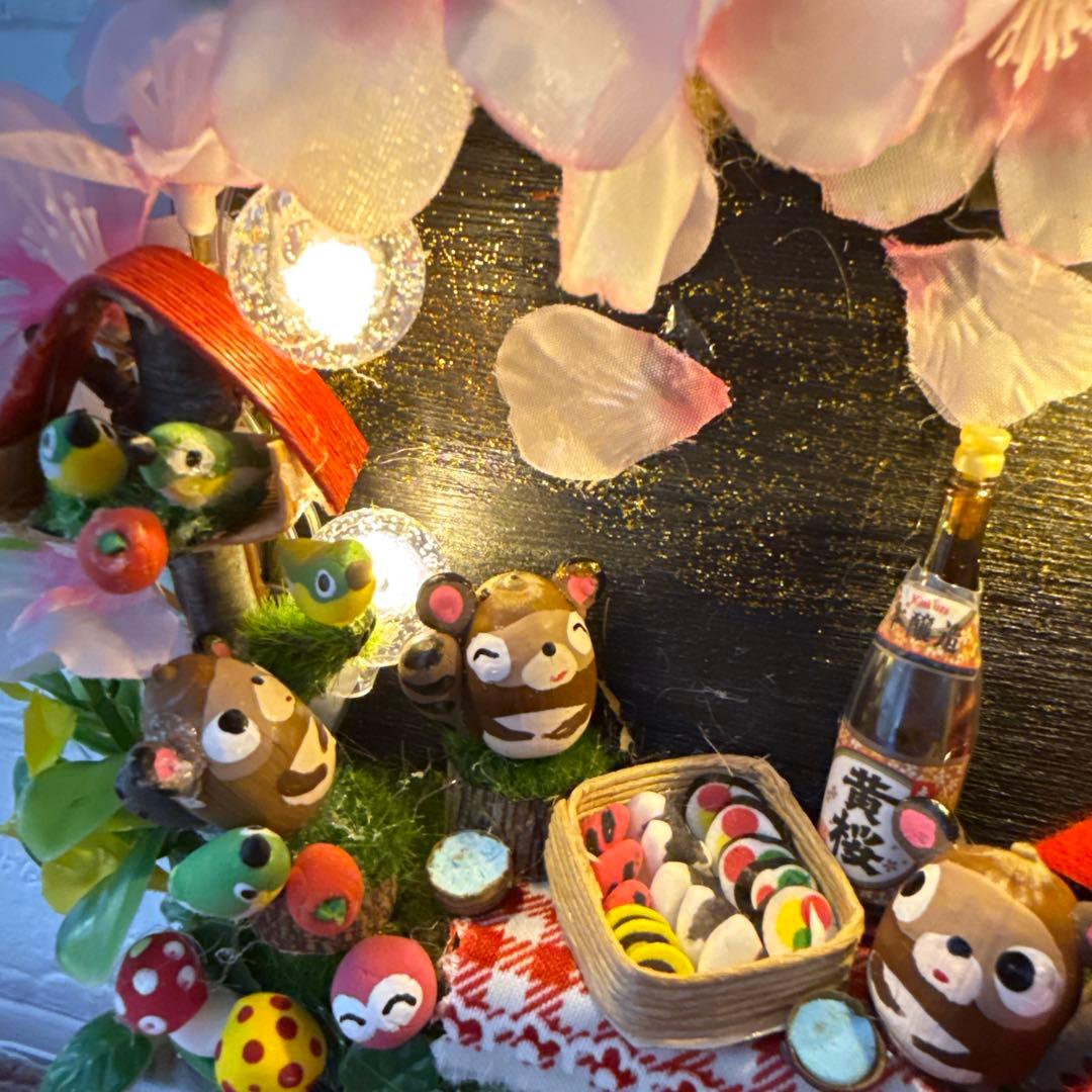 どんぐりアート♡夜桜　タペストリー♡