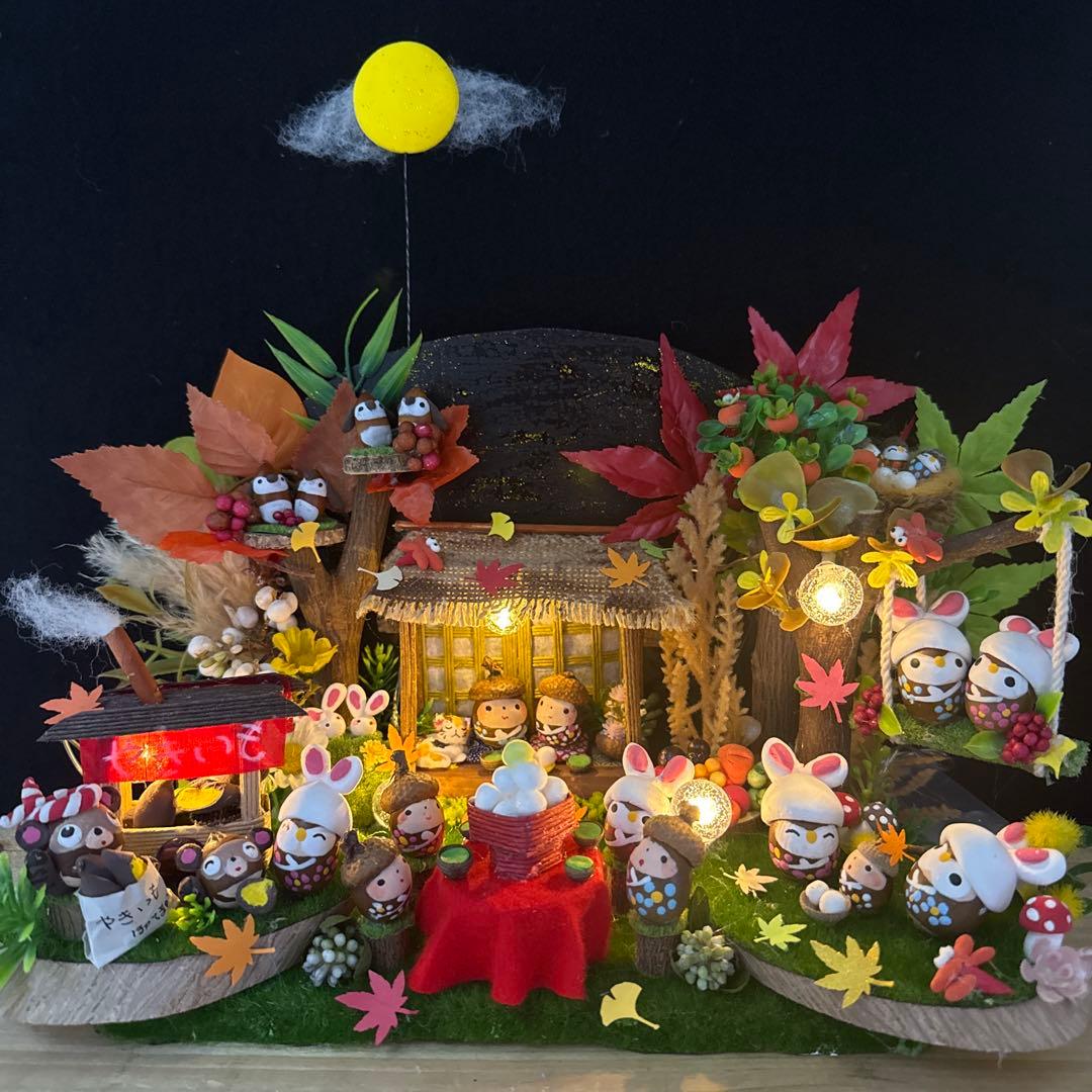 どんぐりアート♡夜桜　タペストリー♡