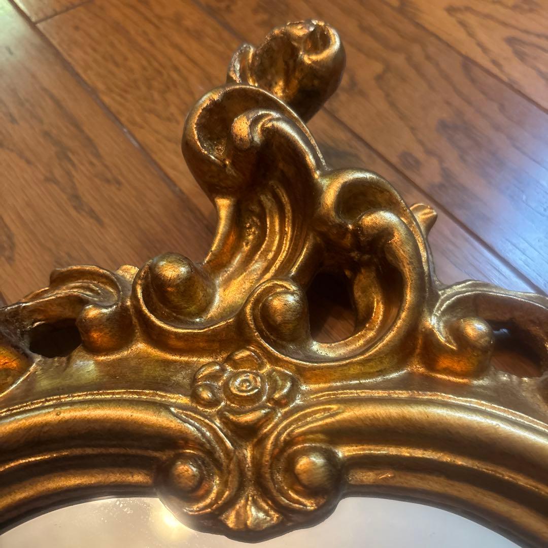 ⚠️特定月末配送　美品イタリア壁掛ミラー　ロココウォール鏡　アンティーク　ゴールド