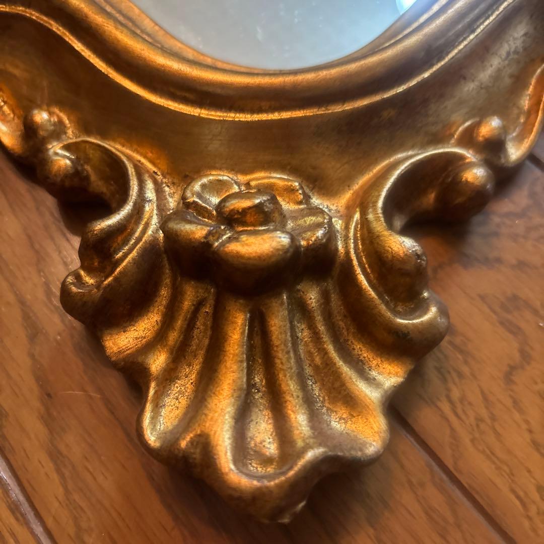 ⚠️特定月末配送　美品イタリア壁掛ミラー　ロココウォール鏡　アンティーク　ゴールド